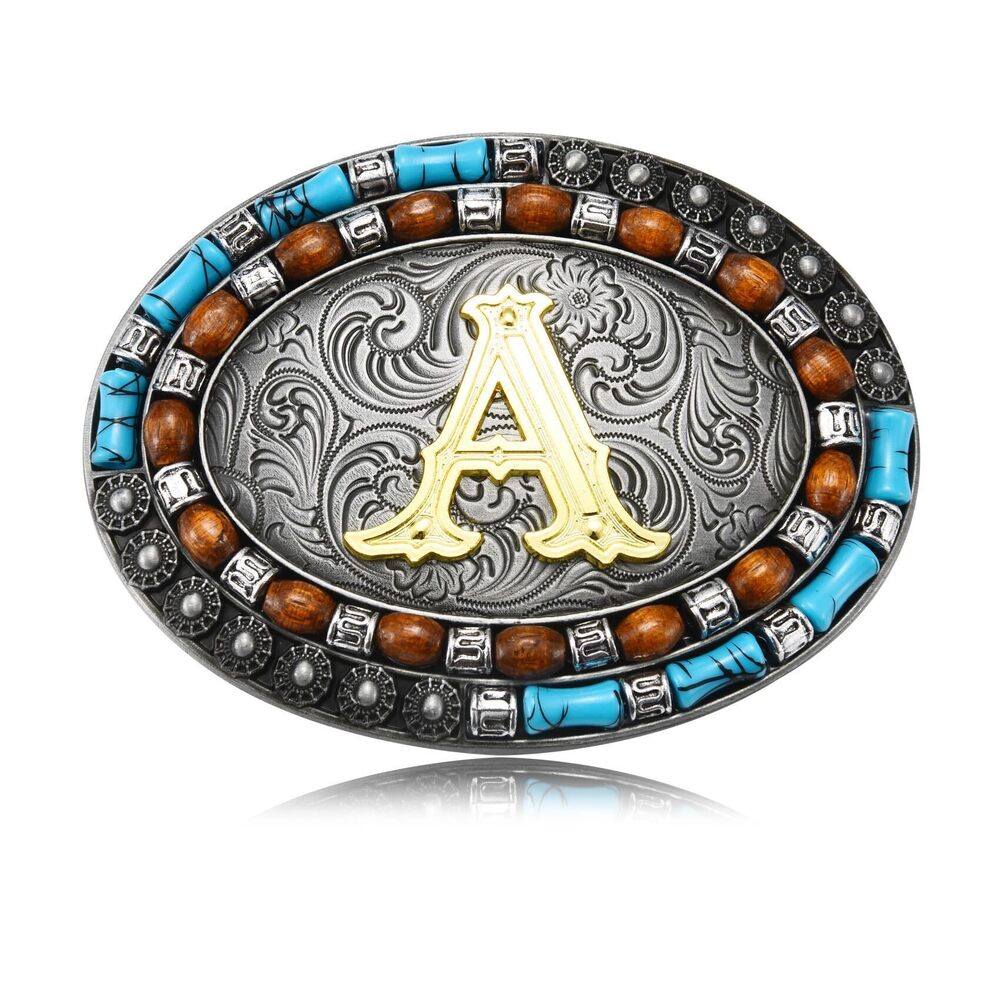 8637 Western Initial Letter ABC to XYZ Belt Buckle, Native American